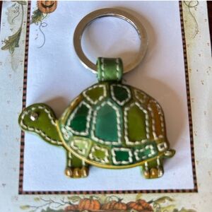Coach Leather Green Turtle Key Fob Key Chain Key Ring